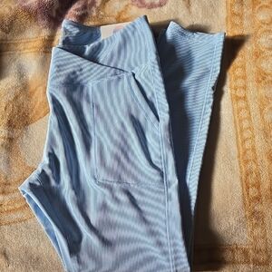 Light Blue Striped Leggings